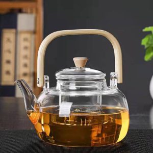قوری پیرکس صافی دار دسته بامبو کد 319